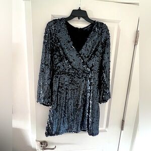 French Connection Faux Wrap Sequence Dress